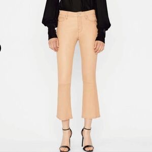 Frame Le Crop Mini Boot Lambskin Leather Pants Size 24